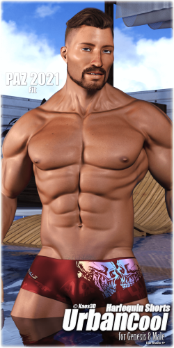 Fitting Morph - PAZ 2021 - Urban Cool - Harlequin Shorts (3 IN 1) for Genesis 8 Male